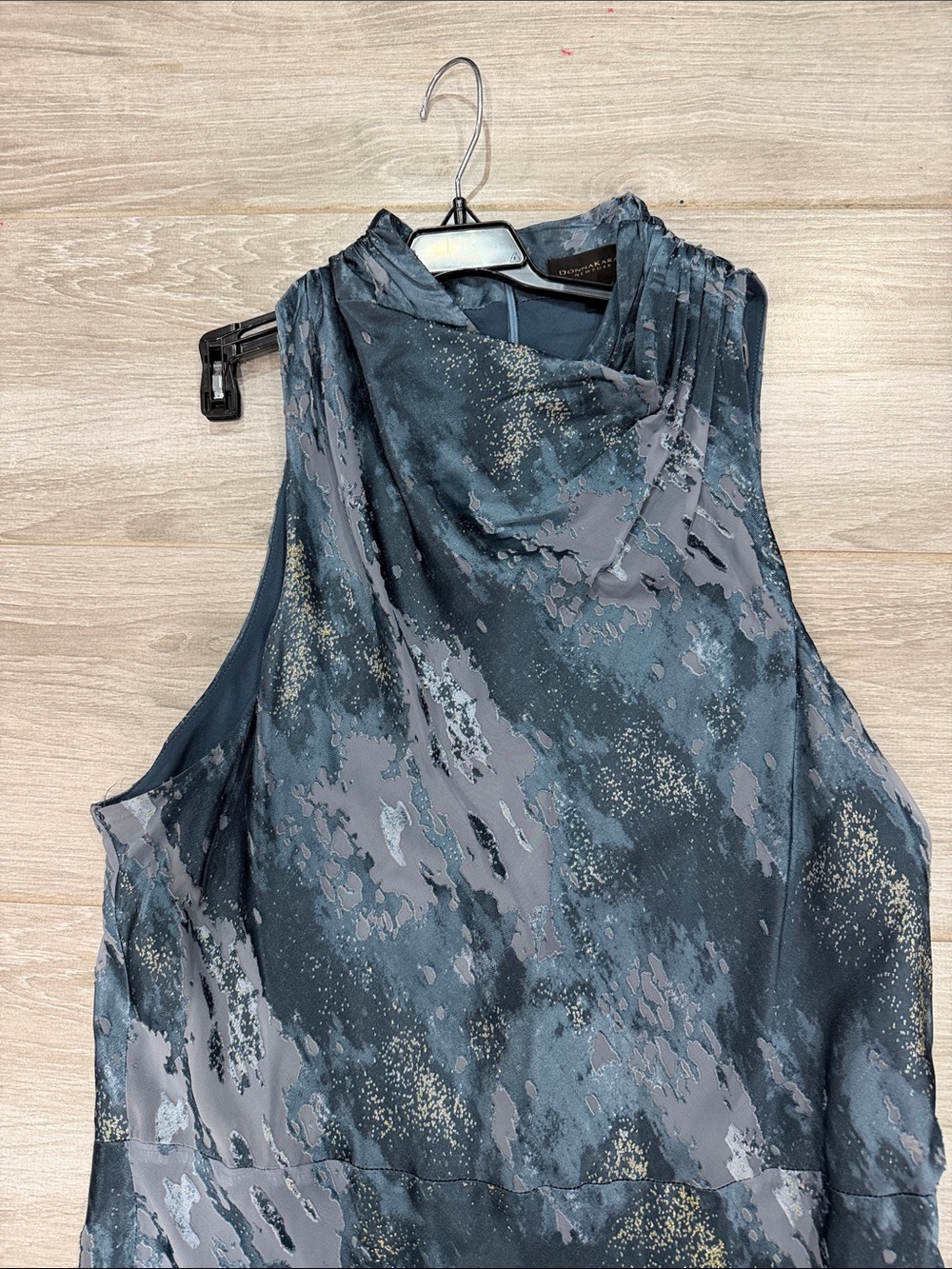 New Donna Karan Asymmetrical Slip Dress in Slate Blue 16 - Picture 2 of 4